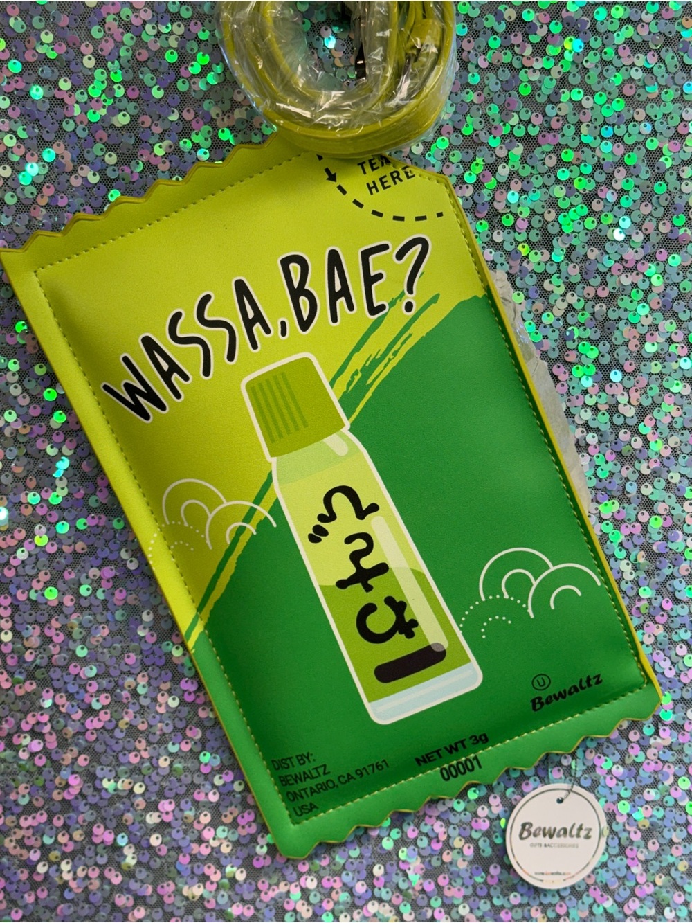 Bewaltz Wassa, Bae? (Wasabi) Sauce Packet Green Crossbody Clutch